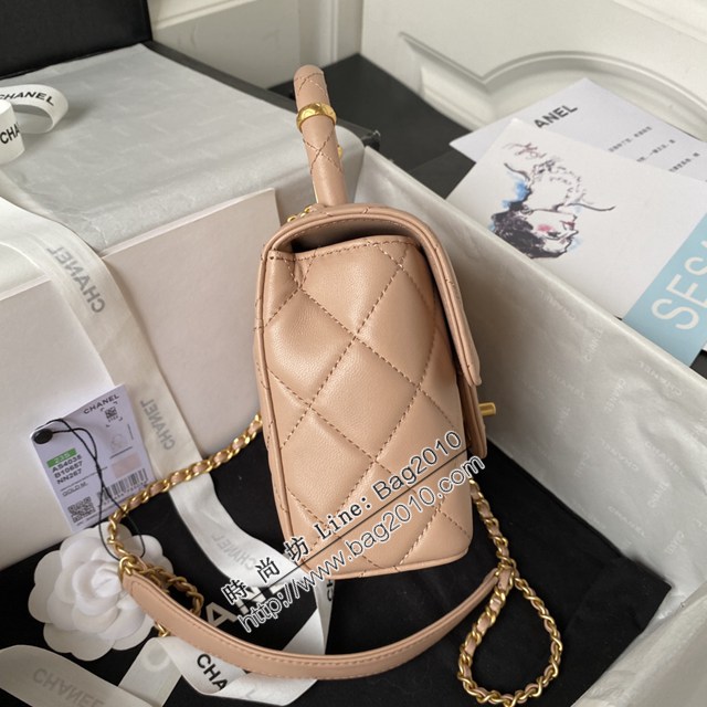Chanel專櫃爆款小羊皮鏈條女包 香奈兒23S新款AS4035手柄翻蓋包 djc5633